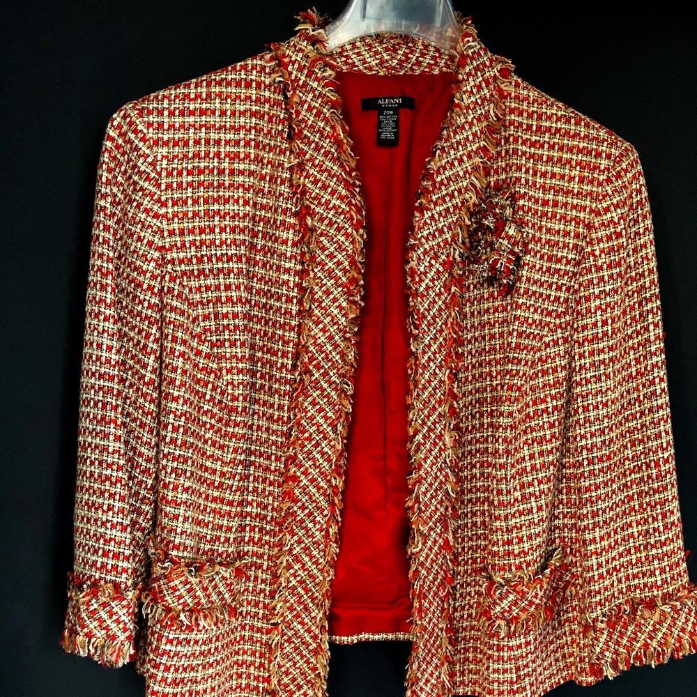 Plus Size Alfani Woman Lined Blazer Red Plaid